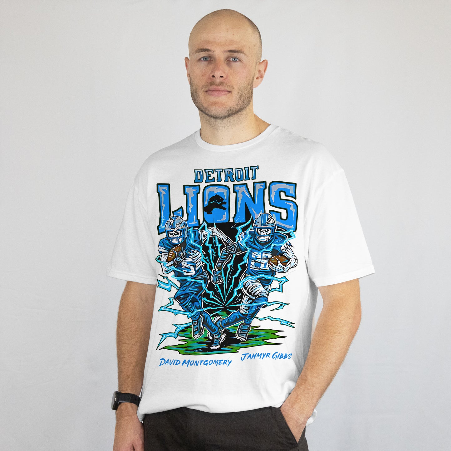 Detroit Lions Graphic Tee David Montgomery Jahmyr Gibbs