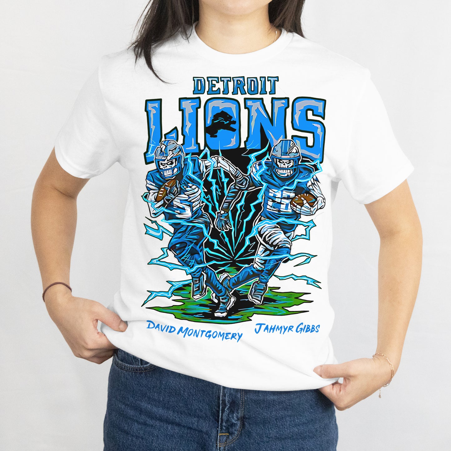 Detroit Lions Graphic Tee David Montgomery Jahmyr Gibbs